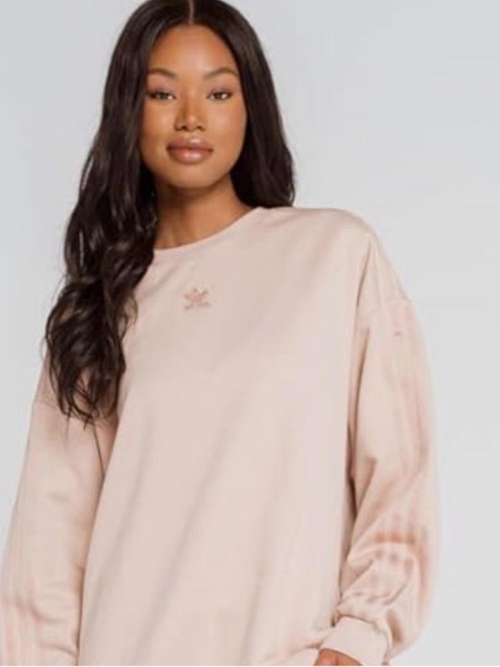 Adidas tresfoil Women's Crew Sweatshirt Nude/peach, 3 stripes, oversized XS